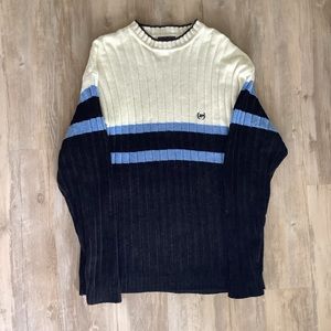 Vintage Phat Farm Sweater Cozy Warm Korea Color Block XL White Blue Black